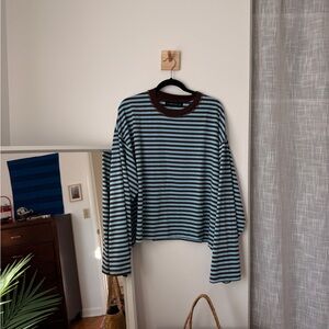 Lioness Brown and Blue Striped Top